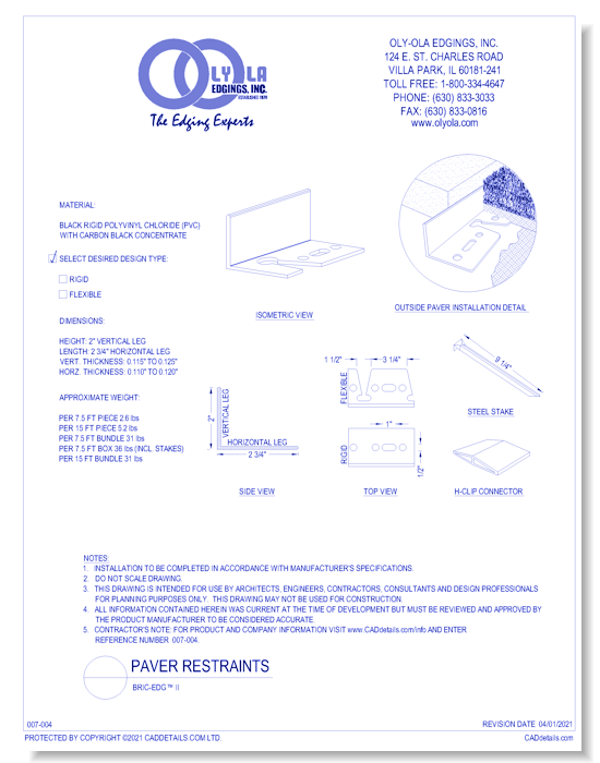 Bric-Edg II™ - 2" High "L" Shaped Paver Restraint