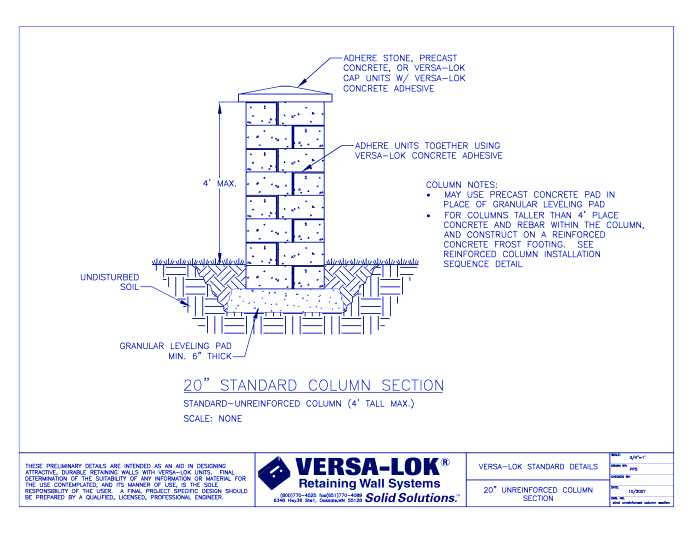 20 Inch Unreinforced Section