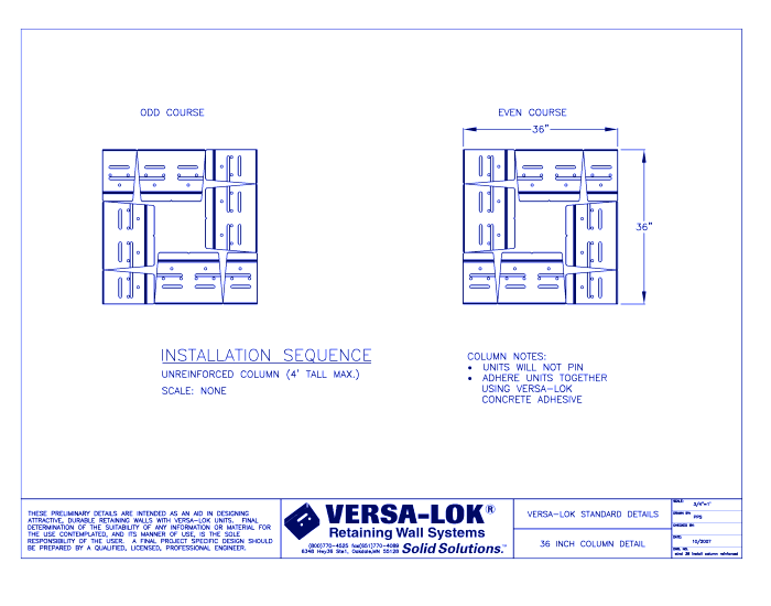 36 Inch Unreinforced Installation Seq