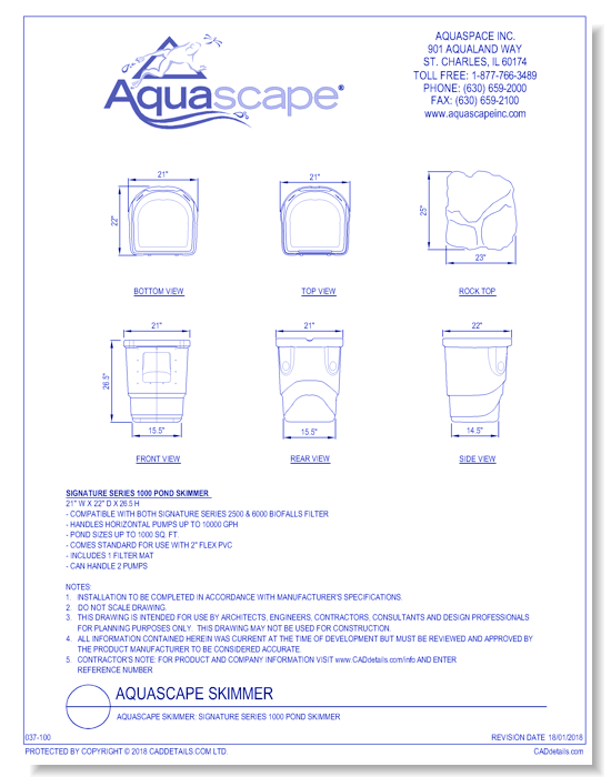 Aquascape Skimmer: Signature Series 1000 Pond Skimmer