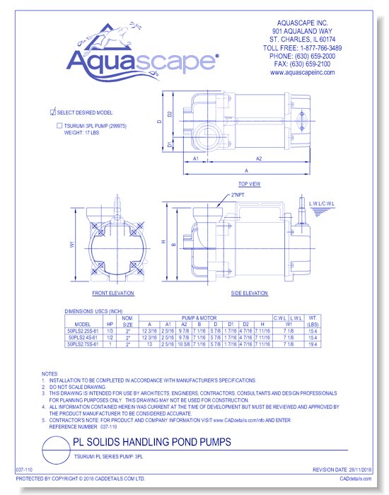 Tsurumi PL Series Pump: 3PL