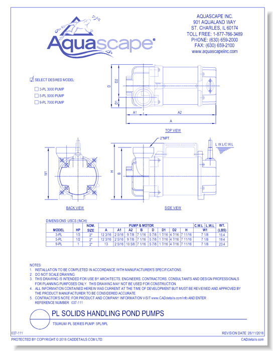 Tsurumi PL Series Pump: 5PL/9PL