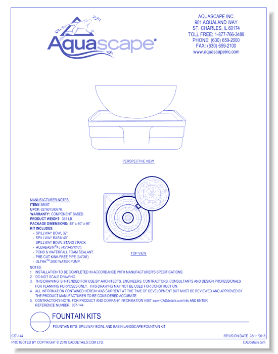 Spillway Bowl and Basin Fountain Kit -32"/40" Dia (81/102 cm)