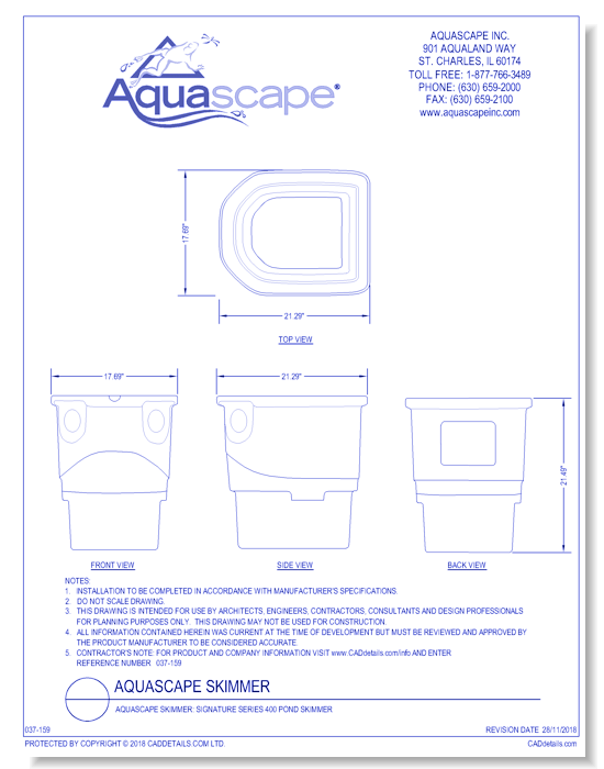 Aquascape Skimmer: Signature Series 400 Pond Skimmer