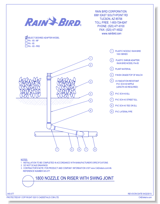 1800 Nozzle on Riser with Swing Joint