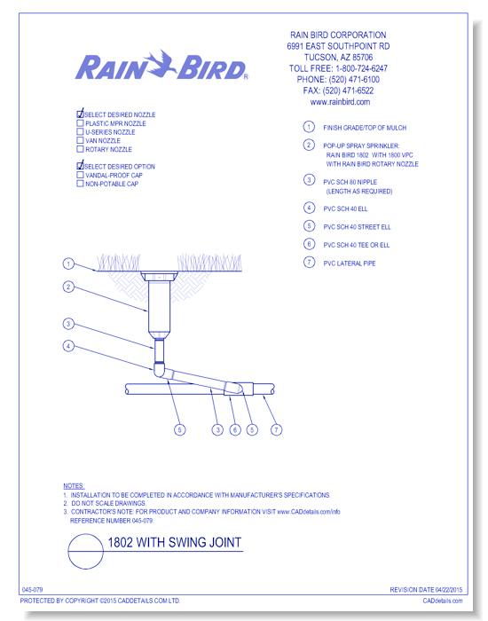 1802 with Swing Joint Irrigation / Sprinkler System