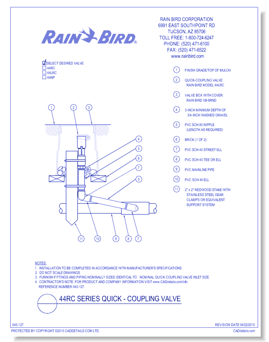 44RC Series Quick-Coupling Valve