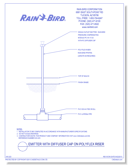 Emitter with Diffuser Cap on Polyflex Riser