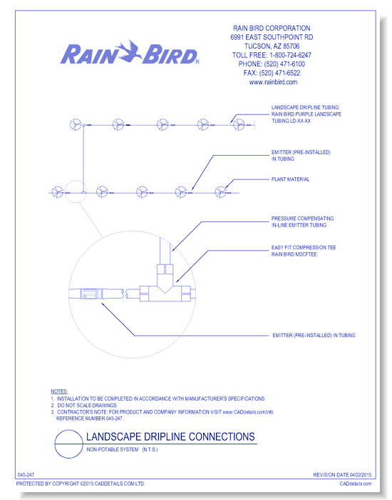 Landscape Dripline Connections - Non Potable System