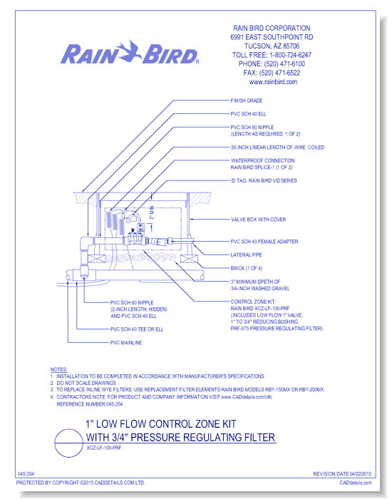 1 Inch Low Flow Control Zone Kit with 3/4 Inch Pressure Regulating Backflush Filter - XCZ-LF-100-PRF