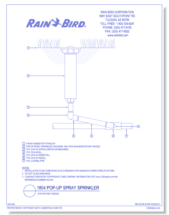 Rotary Nozzle on Rain Bird 1804 pop-up spray sprinkler with swing joint