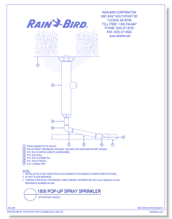 Rotary Nozzle on Rain Bird 1806 pop-up spray sprinkler with swing joint