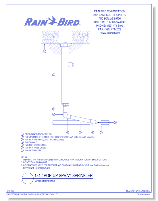 Rotary Nozzle on Rain Bird 1812 pop-up spray sprinkler with swing joint