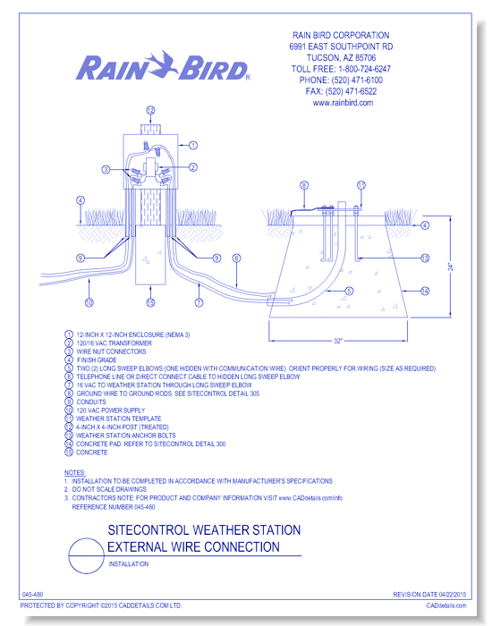 Weather Station External Wire Connection - Including Transformer (NEMA Enclosure)