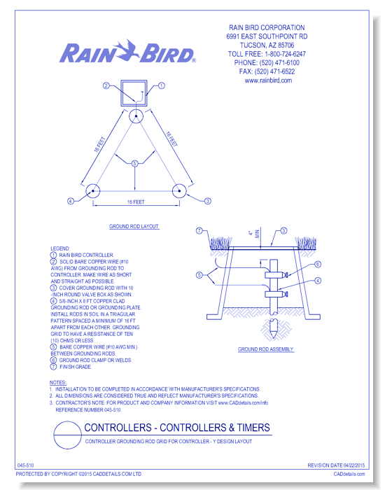 Controller Grounding Rod Grid for Controller - Y Design Layout