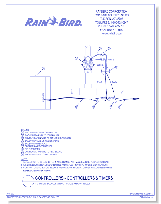 FD-101TURF Decoder Wiring to Valve and Controller