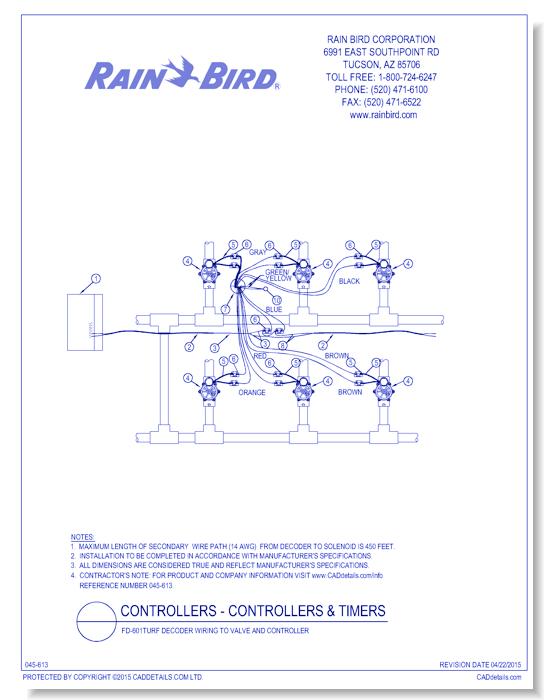 FD-601TURF Decoder Wiring to Valve and Controller