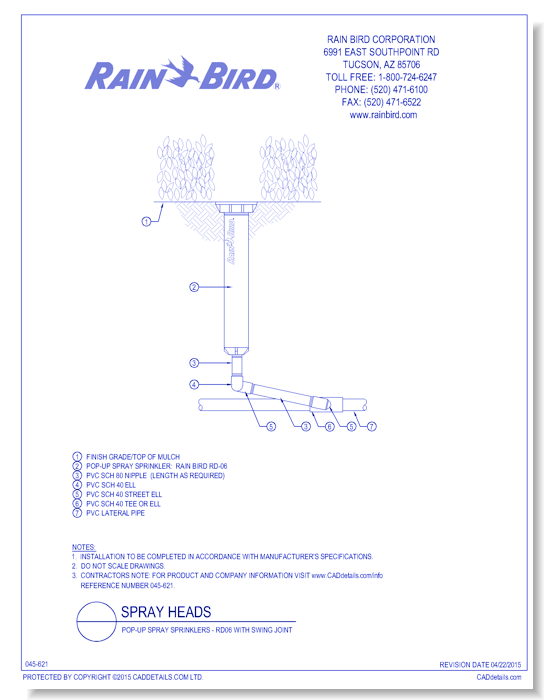 Pop-Up Spray Sprinklers - RD06 with Swing Joint