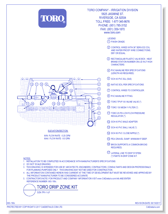 Toro Drip Zone Kit:  DZK-TVP-1-LF