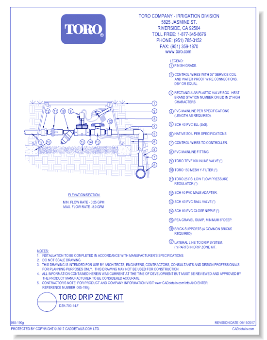 Toro Drip Zone Kit:  DZK-700-1-LF