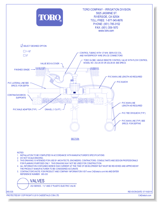 252 Series - 1½" and 2" Plastic Electric Valve