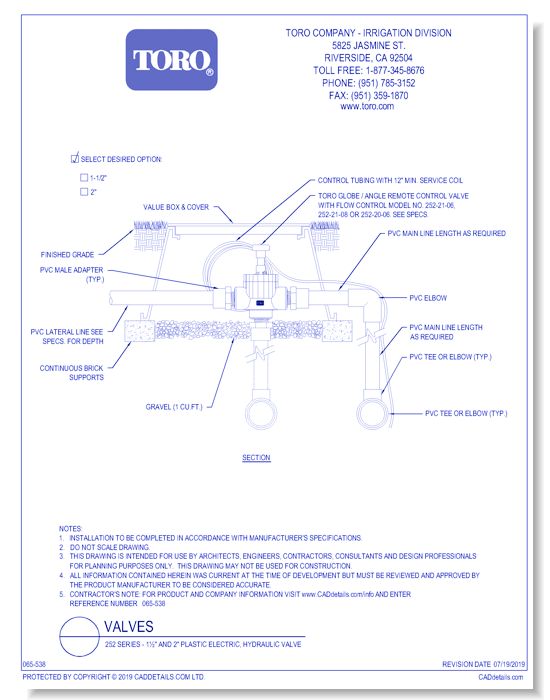 252 Series - 1½" and 2" Plastic Electric, Hydraulic Valve