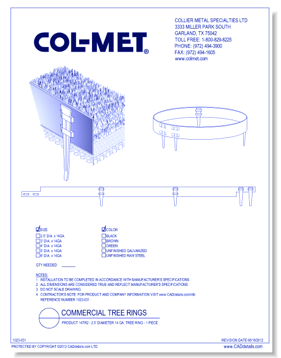 Product 14TR2 - 2.5' Diameter 14 ga. Tree Ring - 1 Piece