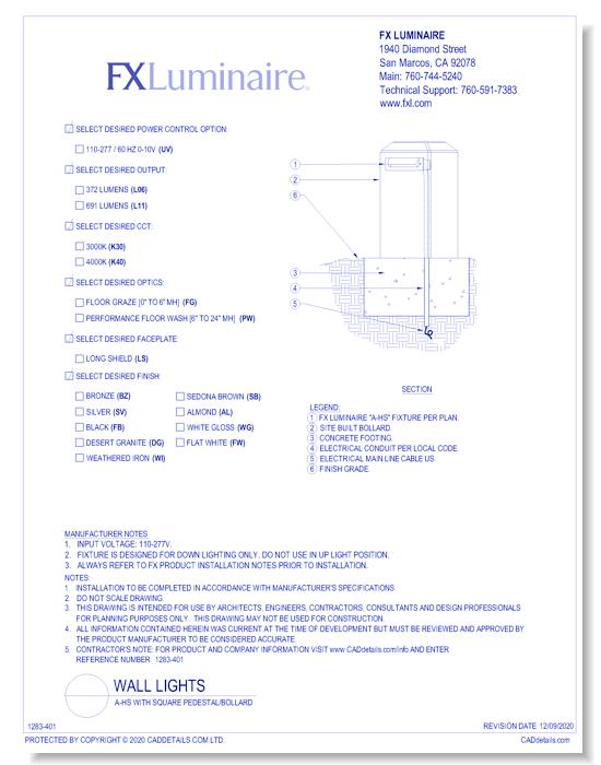 A-HS with Square Pedestal/Bollard 