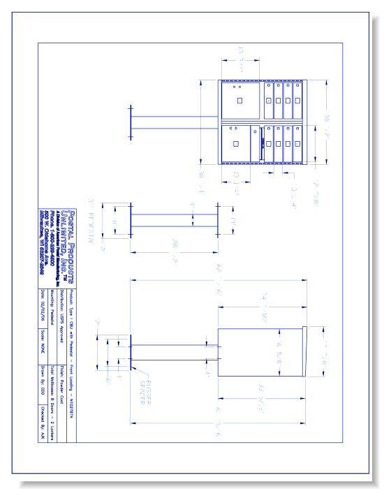 Type I CBU, no Pedestal:  Front Loading (N1027874) - 8 Doors w/ 2 Lockers