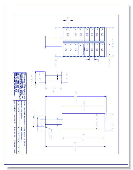 Type IV CBU, no Pedestal:  Front Loading (N1027877) - 13 Doors w/ 1 Locker