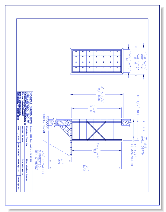 1700 Rear Loading (N1021099) - 28 Door Unit, 7 high