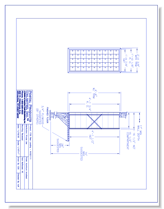 1700 Rear Loading (N1021111) - 45 Door Unit, 9 high