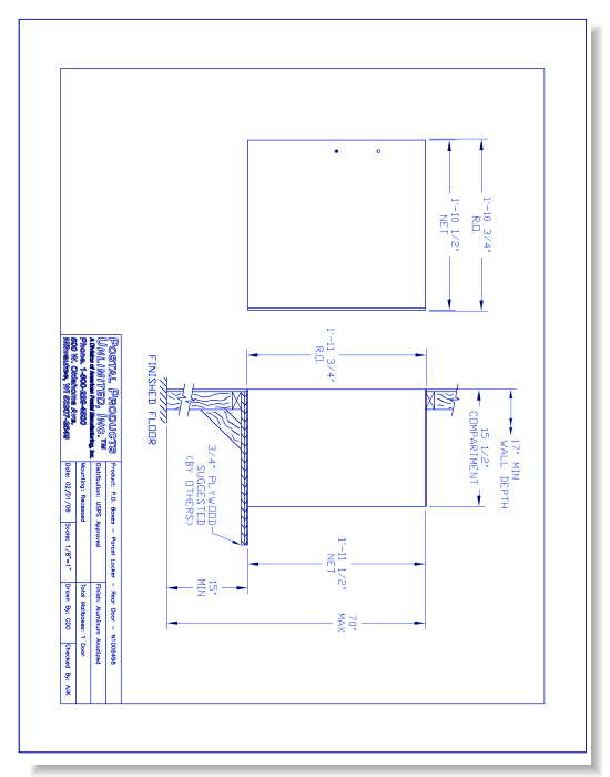 P.O. Boxes Parcel Locker Rear Door (N1006498) - 1 Door Unit