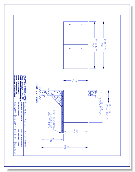 P.O. Boxes Parcel Locker Rear Door (N1006497) - 2 Door Unit