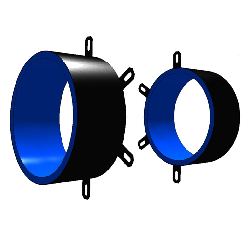 BLU Wrap Strip Collar on 6" – 12" plastic pipes through wall
