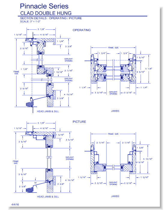 Pinnacle Clad Double Hung: Section Details