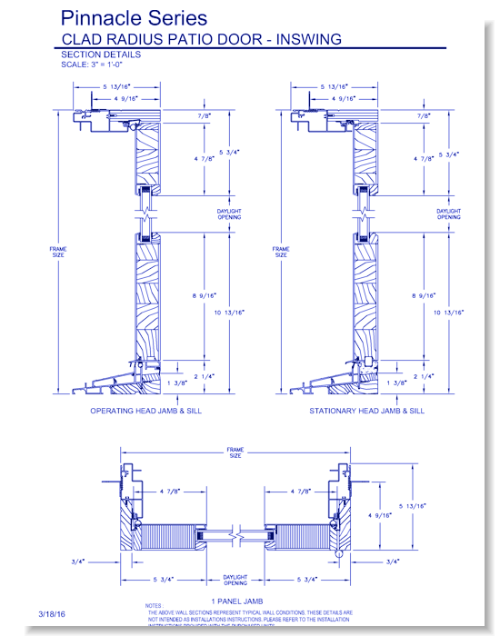 Pinnacle Clad Seg-Top Patio Door: Section Details