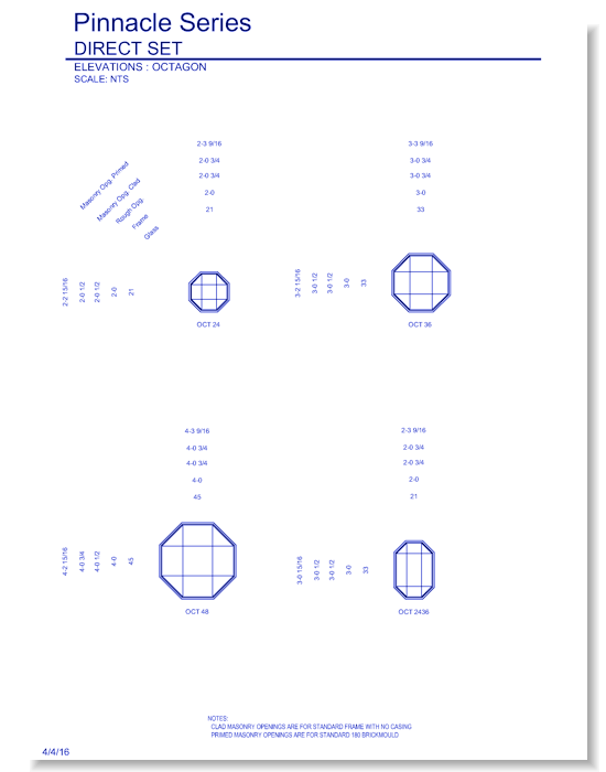 Pinnacle Clad Direct Set Windows: Elevations