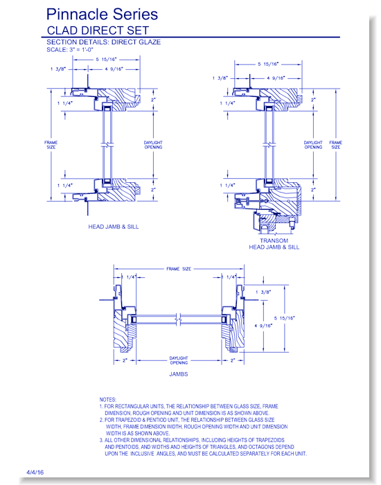 Pinnacle Clad Direct Set Windows: Section Details