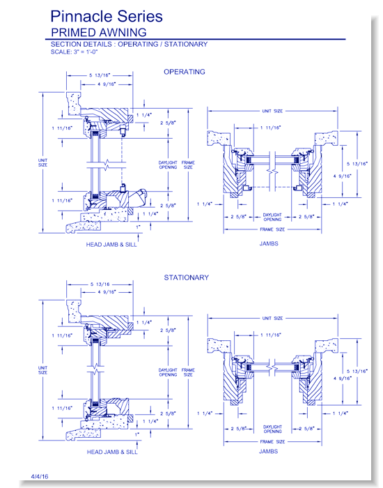 Pinnacle Primed Awning: Section Details