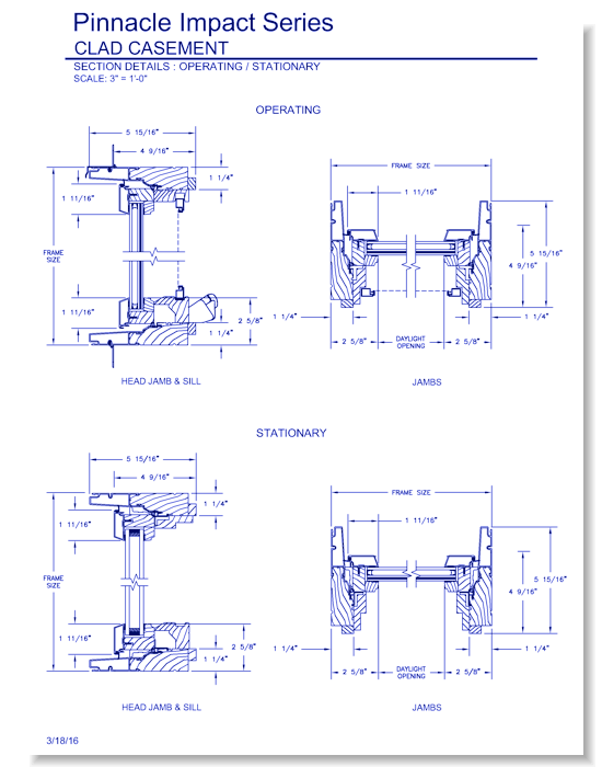 Pinnacle Impact Casement: Section Details