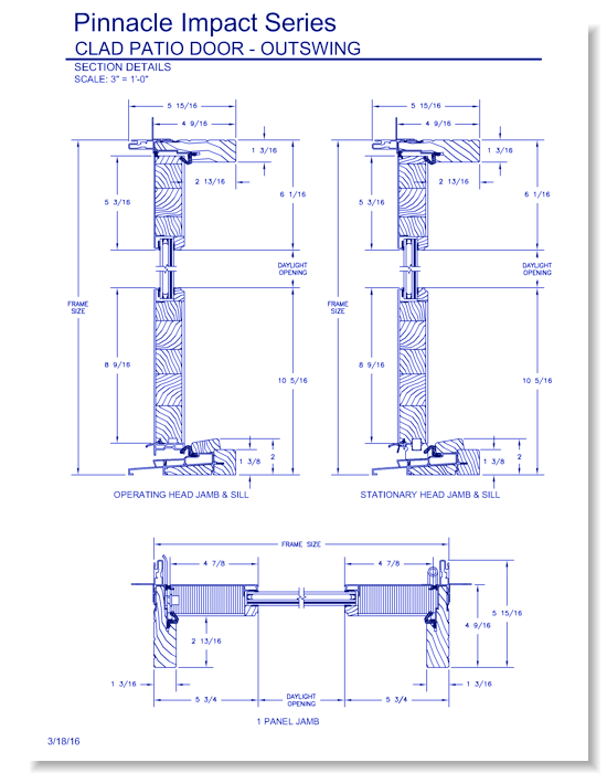 Pinnacle Impact Outswing Patio Door: Section Details