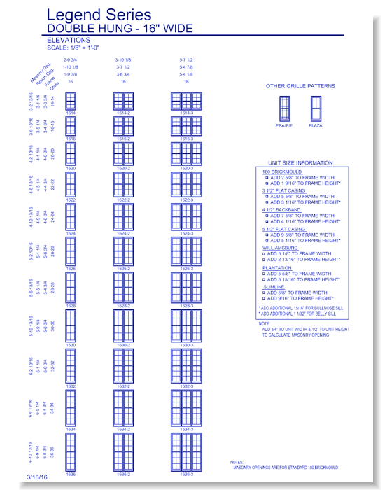 Legend Double Hung: Elevations