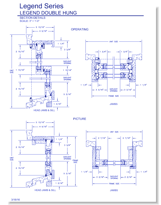 Legend Double Hung: Section Details