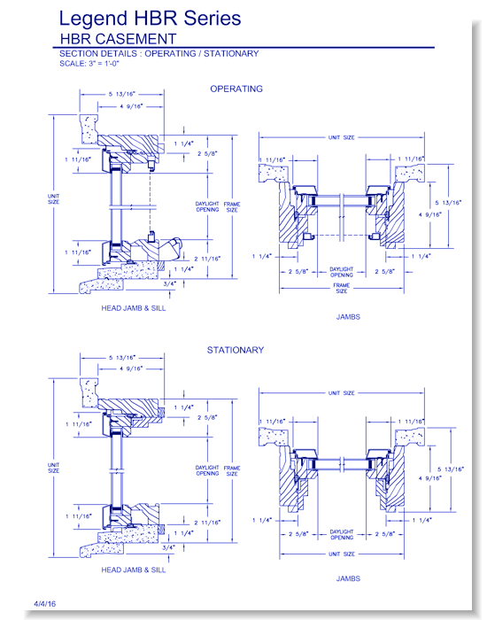 Legend HBR Casement: Section Details