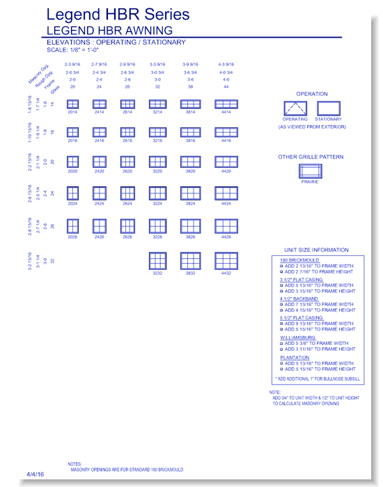 Legend HBR Awning: Elevations