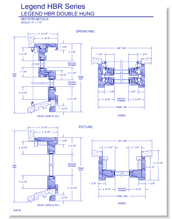 Legend HBR Double Hung: Section Details