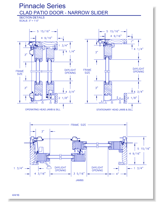 Pinnacle Clad Sliding Patio Door: Section Details