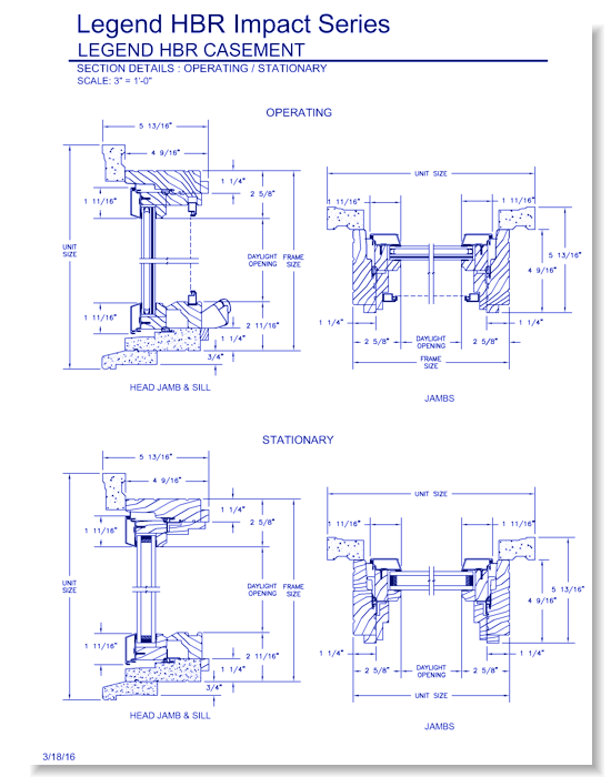 Legend HBR Impact Casement: Section Details