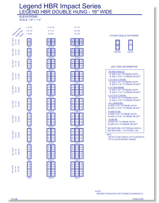 Legend HBR Impact Double Hung: Elevations